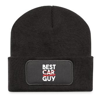 Weibliche Tennisspielerin Silhouette Retro Sport - Recycelte Patch Beanie - Dunkelgrau - Vorne