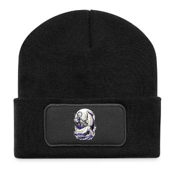 Japan Fisherman Kraken Fight – Ukiyo-e Squid - Recycled Patch Beanie - black - Front