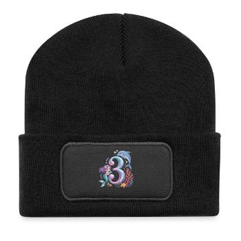 3e anniversaire de la sirène 3 ans - Beanie recyclé à patch - noir - Devant