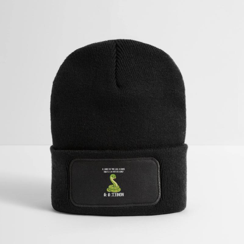 Snake 3.14 Meters Long Pi Day Python Joke Recycled Patch Beanie