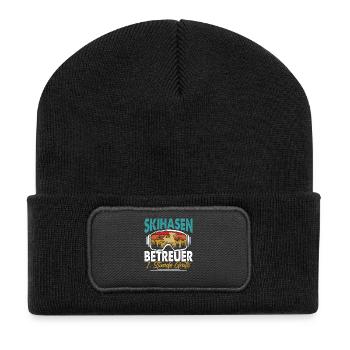 Skifahren SKIHASEN BETREUER 1. STUNDE GRATIS - Recycelte Patch Beanie - Schwarz - Vorne
