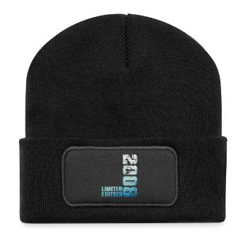 18th Birthday Boy Girl 18 Year Old 2008 Gift - Recycled Patch Beanie - black - Front