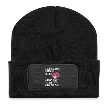 Ich höre nicht immer K-Pop Ja, ich mache K-Pop und - Recycelte Patch Beanie - Schwarz - Vorne