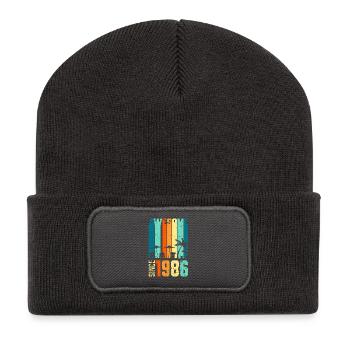 Silhouette tropicale vintage depuis 1986 - Beanie recyclé à patch - charbon - Devant