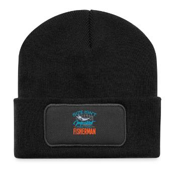 Fishing Angler Fish Fisherman Sayings Petri Heil - Recycled Patch Beanie - black - Front