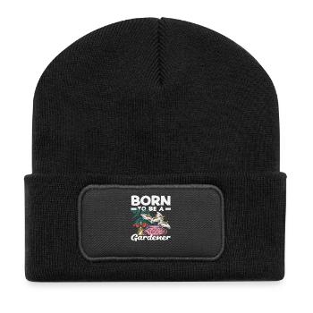 Born To Be A Gardener Garden Plant Lover - Recycled Patch Beanie - black - Front