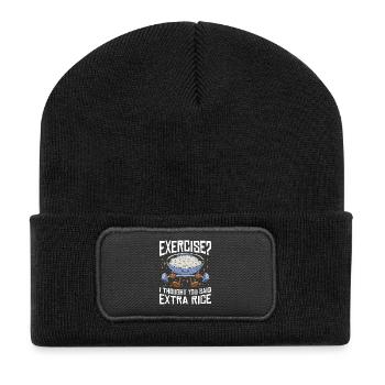 Rice Lover Gift Exercise Extra Rice - Recycled Patch Beanie - black - Front