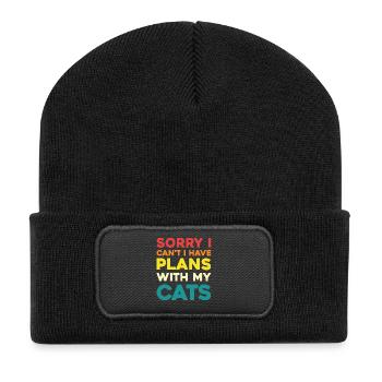Keine Pläne Ohne Katzen - Recycelte Patch Beanie - Schwarz - Vorne
