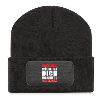 funny saying - Recycled Patch Beanie - dark grey - Front
