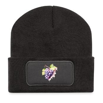 Grappe d’aquarelle de raisins - Beanie recyclé à patch - charbon - Devant