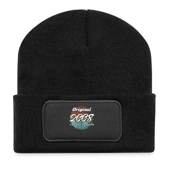 18th Birthday 2008 Boys and Girls Gift - Recycled Patch Beanie - black - Front