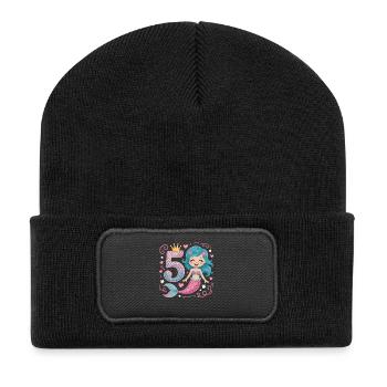 Mermaid 5th Birthday 5 Years - Recycled Patch Beanie - black - Front