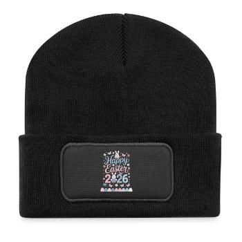 Joyeuses Pâques 2026 avec de jolis lapins et - Beanie recyclé à patch - noir - Devant