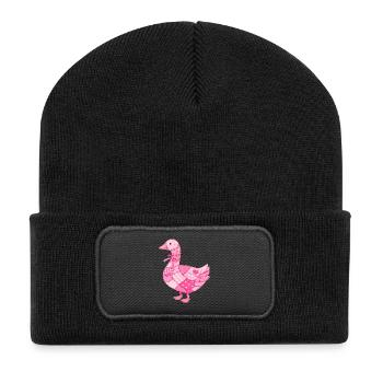 Patchwork Duck Pink - Recycled Patch Beanie - black - Front
