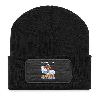 Snowboarder NUMMER EINS SNOWBOARD TRAINER Lustig - Recycelte Patch Beanie - Schwarz - Vorne