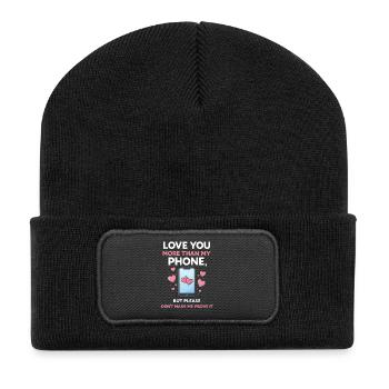 Smartphone drôle Téléphone portable Réseaux sociaux - Beanie recyclé à patch - noir - Devant