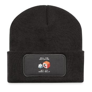 Rolling the Initiative | Sushi Roll Pun - Recycled Patch Beanie - dark grey - Front