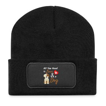 All You Need Is Love And A Dog Cute Pet Quote - Recycled Patch Beanie - black - Front