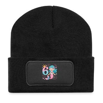 Mermaid 6th Birthday 6 Years - Recycled Patch Beanie - black - Front