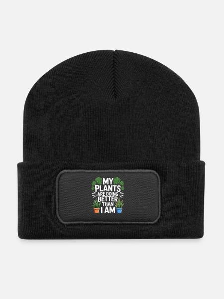 My Plants Are Doing Better Than I Am - Recycelte Patch Beanie - Schwarz
