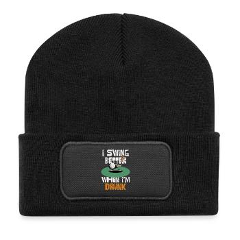 Ich schwinge besser, wenn ich trinke - Recycelte Patch Beanie - Schwarz - Vorne