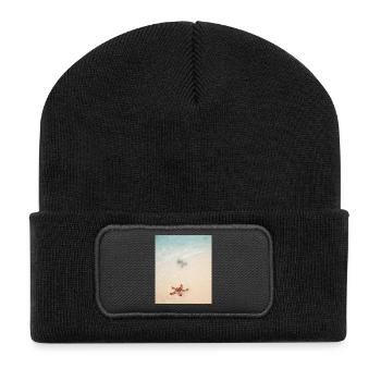 Liebe am Strand und Seesterne - Recycelte Patch Beanie - Schwarz - Vorne