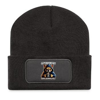  Guten Morgen Ganz dünnes Eis  - Recycelte Patch Beanie - Dunkelgrau - Vorne