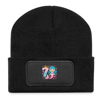 Mermaid 7th Birthday 7 Years - Recycled Patch Beanie - black - Front