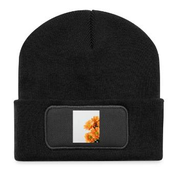 Daisy Orange Floral - Recycled Patch Beanie - black - Front