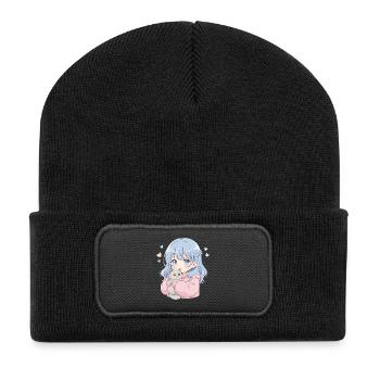 Anime Girl Cat Japan Kawaii Cat Lover - Beanie recyclé à patch - noir - Devant