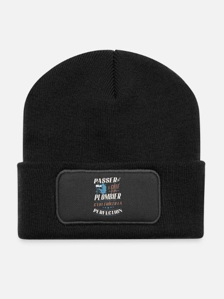 Humor Plumber Verging on Perfection - Recycled Patch Beanie - black