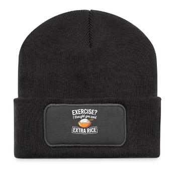 Humor Bowl: Extra Rice Saying - Recycled Patch Beanie - dark grey - Front