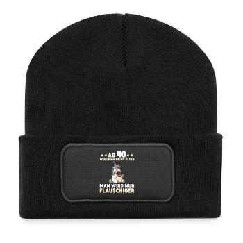 40th Birthday Unicorn – You Only Get Fluffier - Recycled Patch Beanie - black - Front
