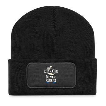 Seamanship Gift for Deckhand Ocean Work - Recycled Patch Beanie - black - Front