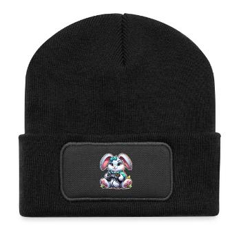 Osterhase Gaming - Recycelte Patch Beanie - Schwarz - Vorne