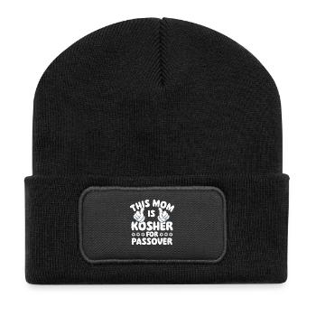 This Mom Is Kosher For Passover Jewish Humor - Recycled Patch Beanie - black - Front