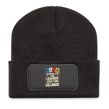 KIta Abgänger Abschied Abschluss Abschlussgeschenk - Recycelte Patch Beanie - Dunkelgrau - Vorne