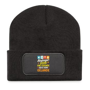 KIta Abgänger Abschied Abschluss Abschlussgeschenk - Recycelte Patch Beanie - Dunkelgrau - Vorne