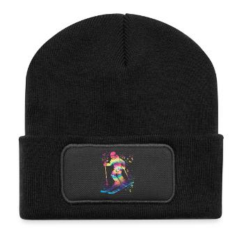Ski alpin Sports d’hiver Ski nordique - Beanie recyclé à patch - noir - Devant