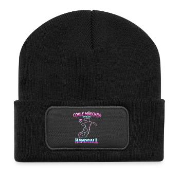 Cadeau de Noël de la Fille Handball - Beanie recyclé à patch - noir - Devant