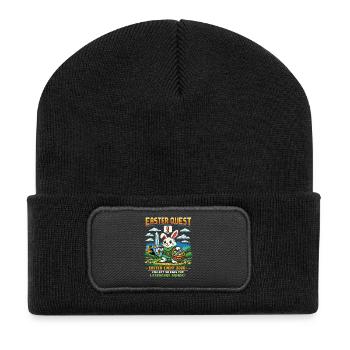 Easter Quest Pixelbunny – Sammle Eier 2026 - Recycelte Patch Beanie - Schwarz - Vorne
