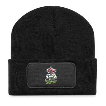 Connect to your inner Server - Gamer Yoga - Recycelte Patch Beanie - Schwarz - Vorne