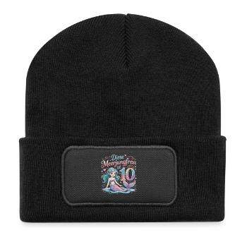 This Mermaid Is 10 Girl 10th Birthday - Recycled Patch Beanie - black - Front