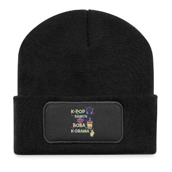 K-Pop Ramen Boba K Drame Musique coréenne Fans de Kpop - Beanie recyclé à patch - noir - Devant