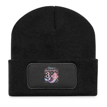 Cette sirène a 3 ans de filles - Beanie recyclé à patch - noir - Devant