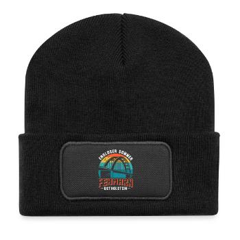 Ostsee FEHMARN ENDLOSER SOMMER OSTHOLSTEIN Lustig - Recycelte Patch Beanie - Schwarz - Vorne