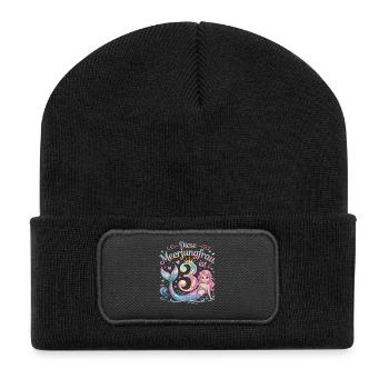 Diese Meerjungfrau Ist 3 Mädchen 3. Geburtstag - Recycelte Patch Beanie - Schwarz - Vorne