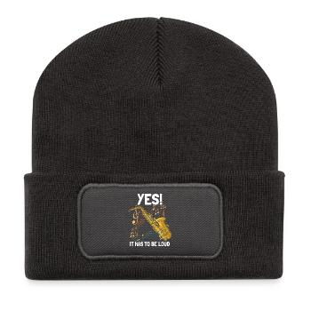 Yes! It hast to be loud Saxophon Saxophonspieler - Recycelte Patch Beanie - Dunkelgrau - Vorne
