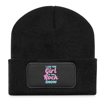 Pastell Rockgirl Statement - Recycelte Patch Beanie - Schwarz - Vorne