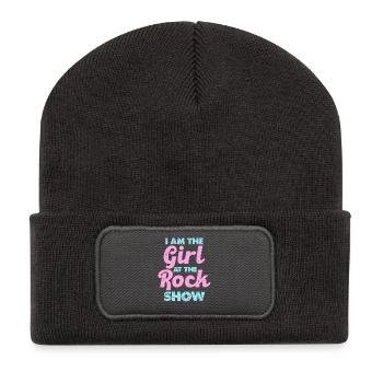 Pastell Rockgirl Statement - Recycelte Patch Beanie - Dunkelgrau - Vorne
